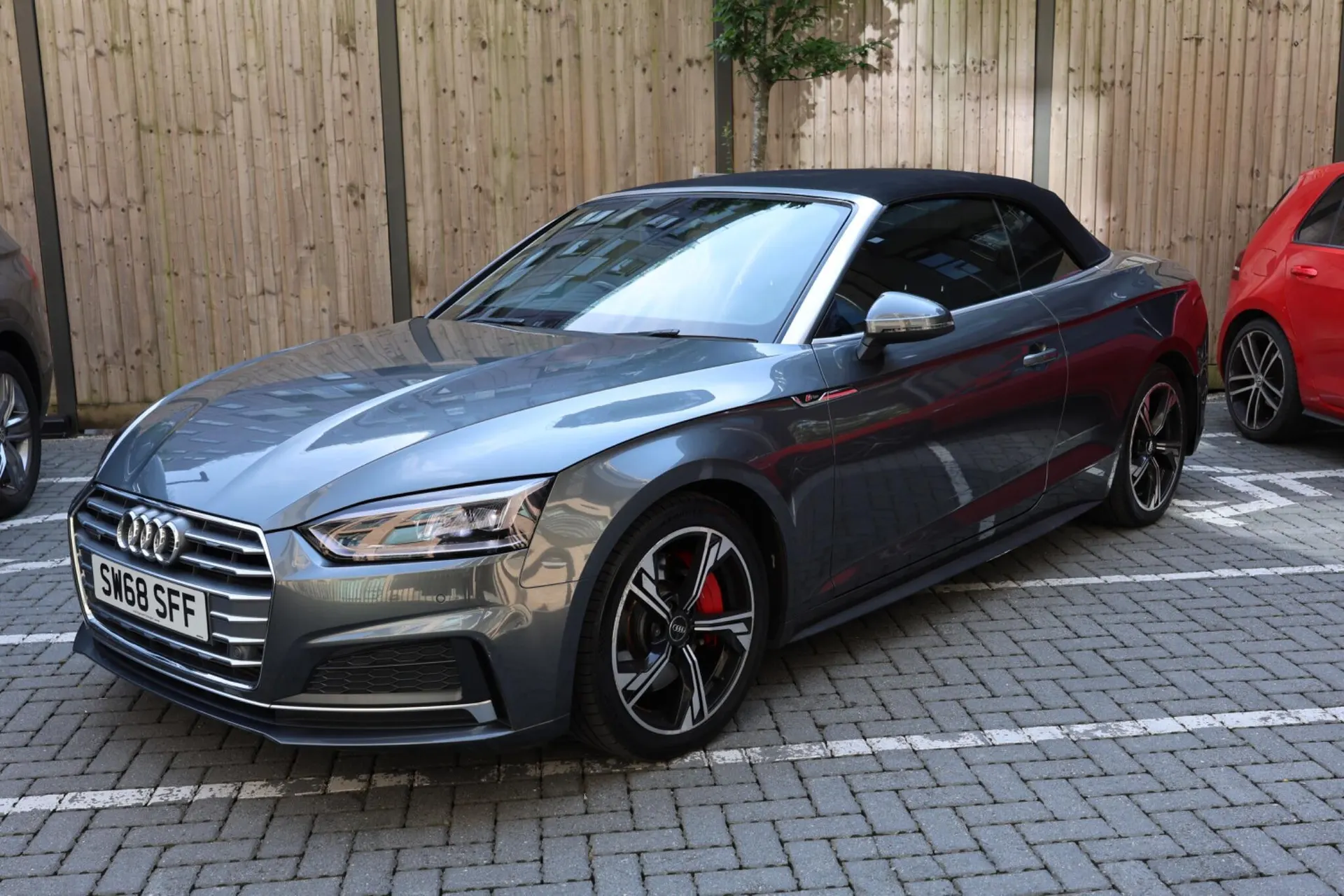 2018 Audi A5 Cabriolet 2.0 TFSI S line S Tronic quattro Euro 6 (s/s) 2dr in Grey — side profile